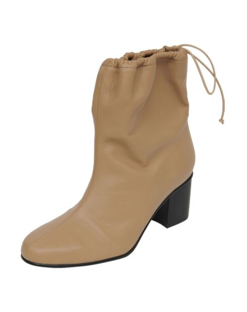 Boots mi-hautes en Cuir camel - Talon 6 cm
