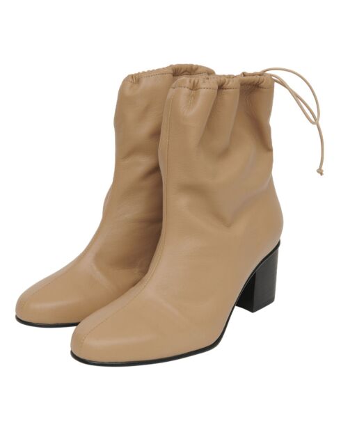 Boots mi-hautes en Cuir camel - Talon 6 cm