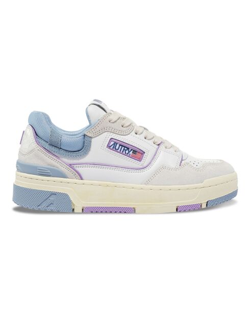 CLC lage lichtblauwe tweekleurige leren sneakers