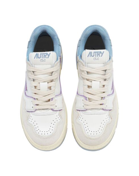 CLC lage lichtblauwe tweekleurige leren sneakers