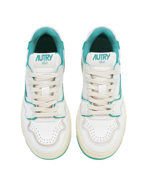 CLC lage groene tweekleurige leren sneakers