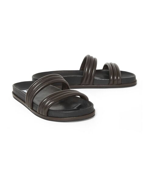 Mules Gum en Cuir chocolat