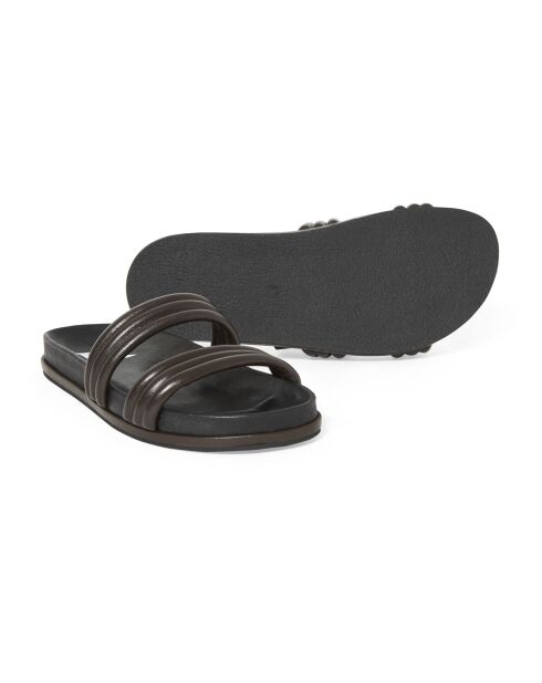Mules Gum en Cuir chocolat