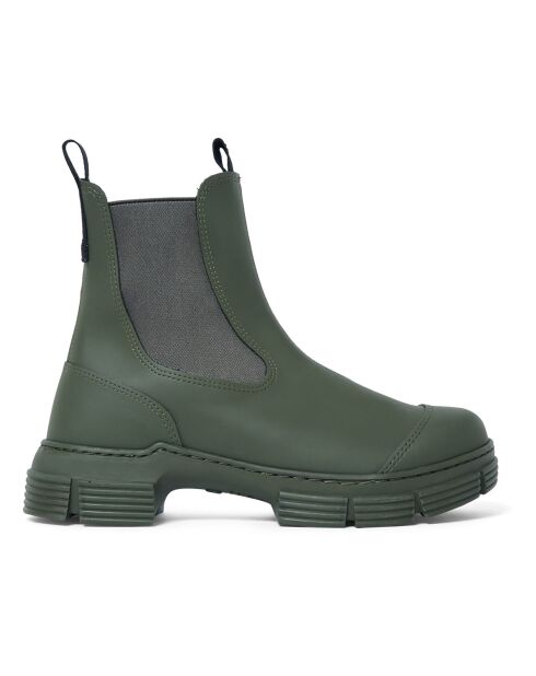 Chelsea Boots Basses en Gomme Recyclée vert kaki