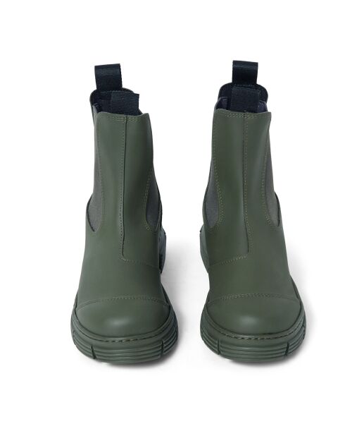 Chelsea Boots Basses en Gomme Recyclée vert kaki