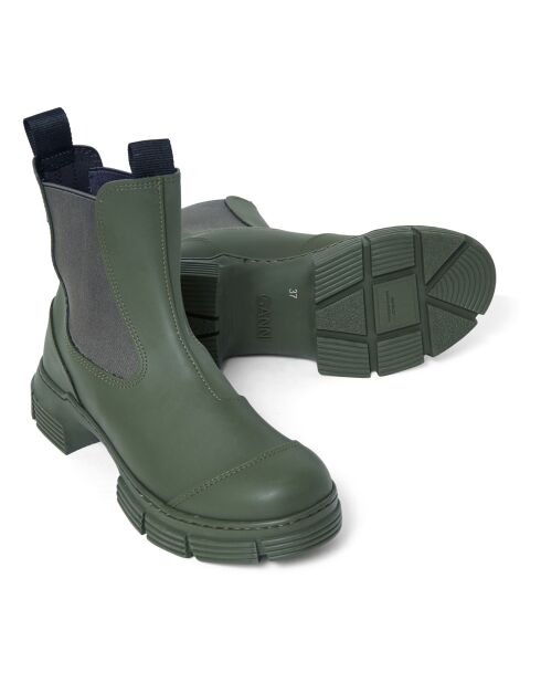 Chelsea Boots Basses en Gomme Recyclée vert kaki