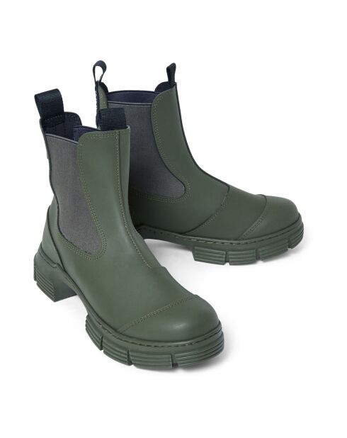 Chelsea Boots Basses en Gomme Recyclée vert kaki
