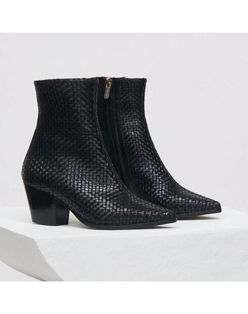 Boots en Cuir Tejas noires - Talon 5 cm