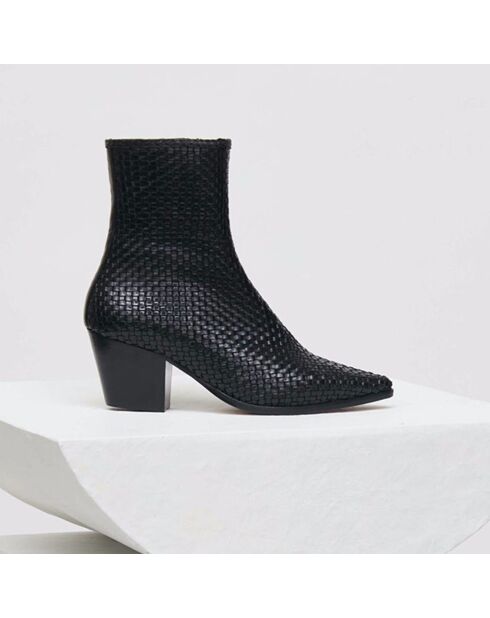 Boots en Cuir Tejas noires - Talon 5 cm