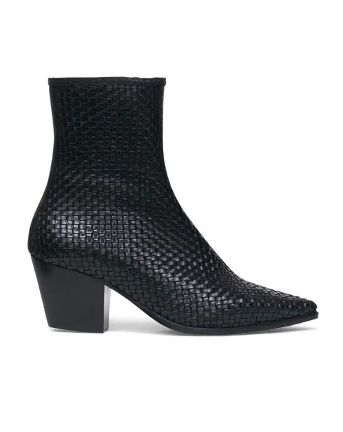 Boots en Cuir Tejas noires - Talon 5 cm