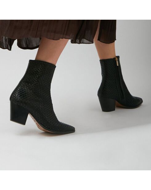 Boots en Cuir Tejas noires - Talon 5 cm