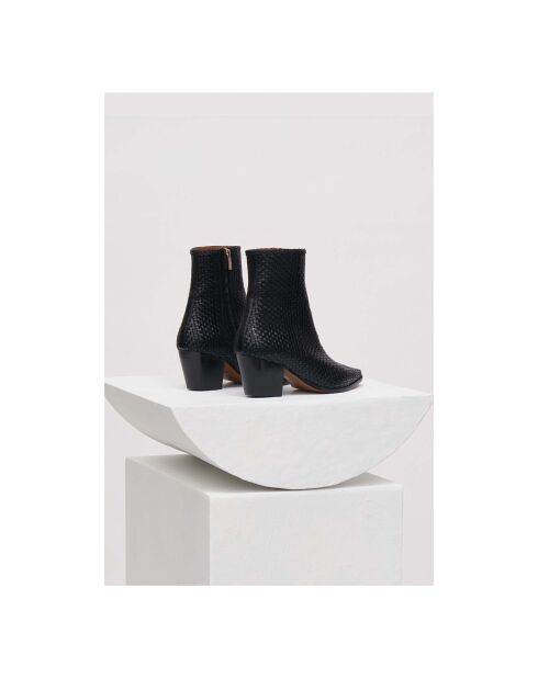 Boots en Cuir Tejas noires - Talon 5 cm
