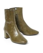 Boots en Cuir Façon Python Puppy vert kaki - Talon 5.5 cm