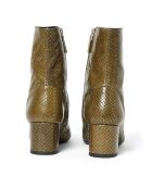 Boots en Cuir Façon Python Puppy vert kaki - Talon 5.5 cm
