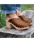 Sabots en Cuir Yanaki caramel - Talon 7.5 cm