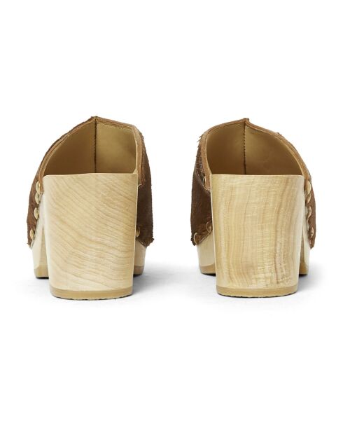 Sabots en Cuir Yanaki caramel - Talon 7.5 cm