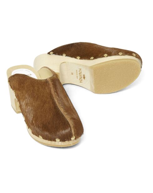 Sabots en Cuir Yanaki caramel - Talon 7.5 cm