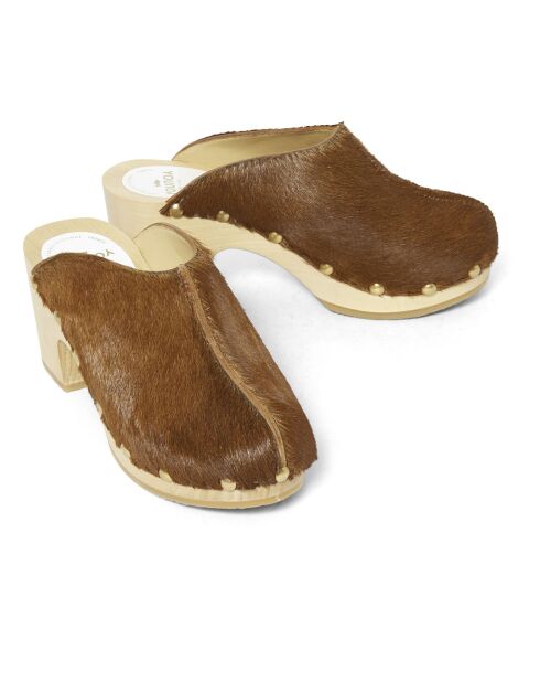 Sabots en Cuir Yanaki caramel - Talon 7.5 cm