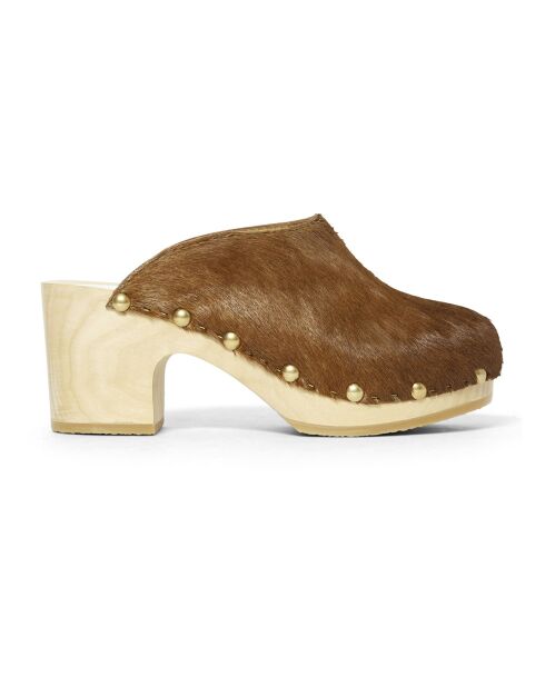 Sabots en Cuir Yanaki caramel - Talon 7.5 cm