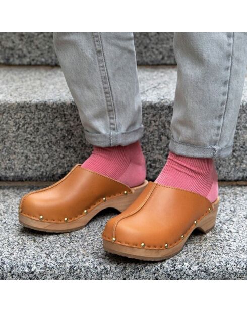 Sabots en Cuir Yssa camel - Talon 4.5 cm