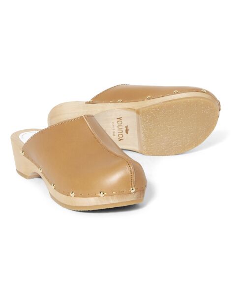 Sabots en Cuir Yssa camel - Talon 4.5 cm