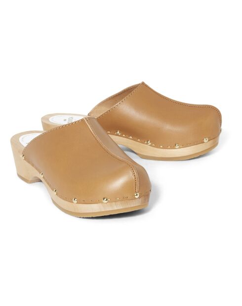 Sabots en Cuir Yssa camel - Talon 4.5 cm