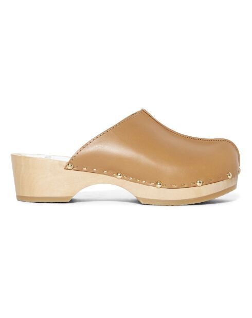 Sabots en Cuir Yssa camel - Talon 4.5 cm