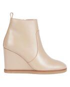Bottines Compensées en Cuir Zelie sable - Talon 8 cm