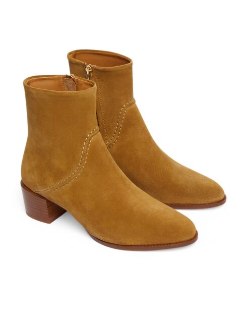 Bottines en Cuir Suede 45MM ocre