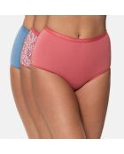 3 Culottes taille haute Coton Bio rose/bleu