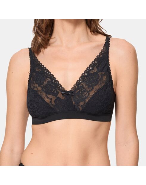 Flower Elegance schwarzer BH ohne Bügel