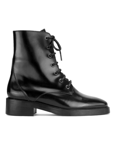 Bottines à Lacets en Cuir Poli N°499 noires