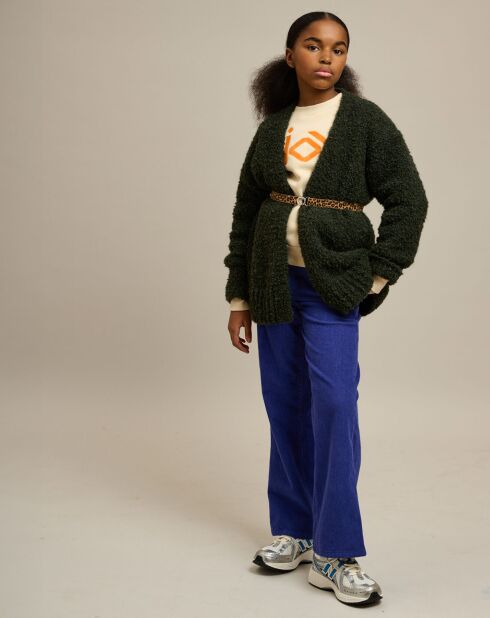 Pantalon en Velours milleraies Popies myosotis