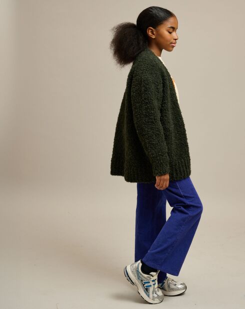 Pantalon en Velours milleraies Popies myosotis