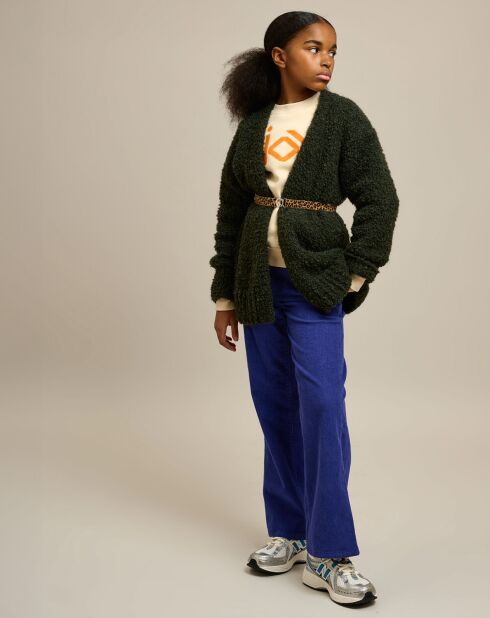 Pantalon en Velours milleraies Popies myosotis