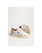Baskets en Cuir Medalist Low blanc/beige/jaune moutarde