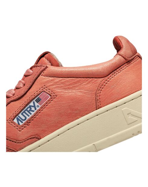 Baskets en Cuir de Chèvre Medalist Low corail