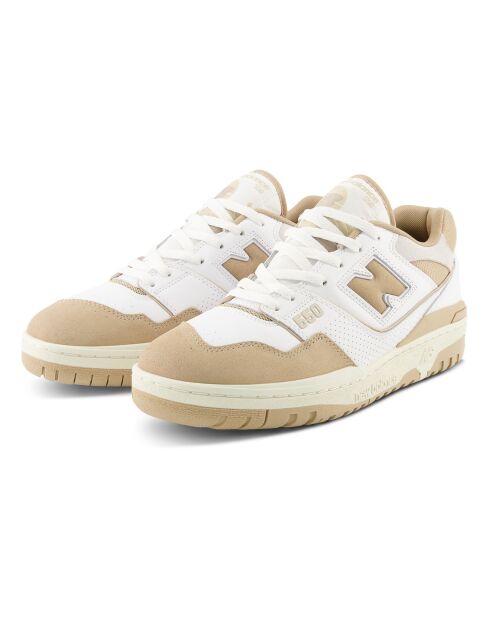 Sneakers 550 bianche/cammello