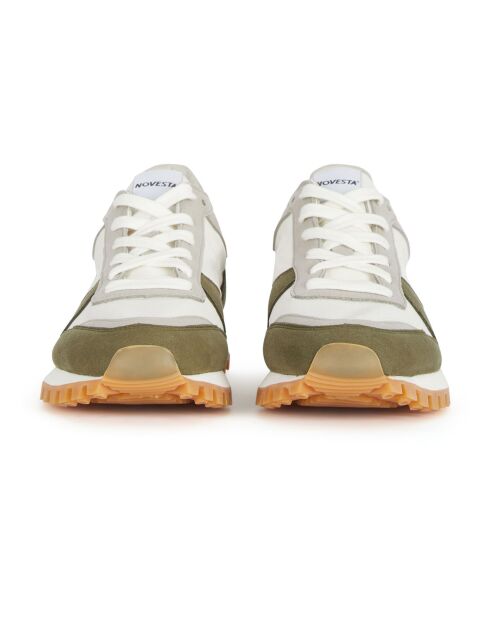 Baskets à Lacets Marathon Trail Vegan blanc/vert kaki