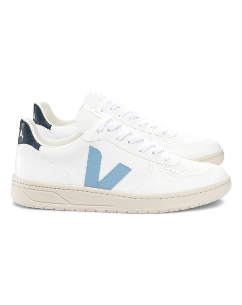 Baskets en Cuir V-10 CWL blanc/bleu ciel