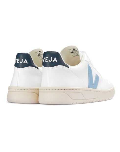 Baskets en Cuir V-10 CWL blanc/bleu ciel