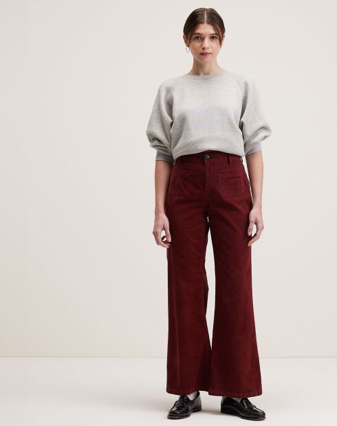 Pantalon flared en Velours côtelé Park grenat