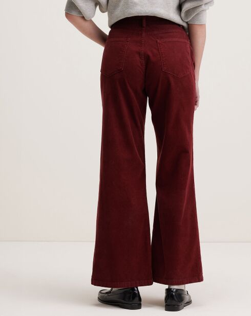 Pantalon flared en Velours côtelé Park grenat