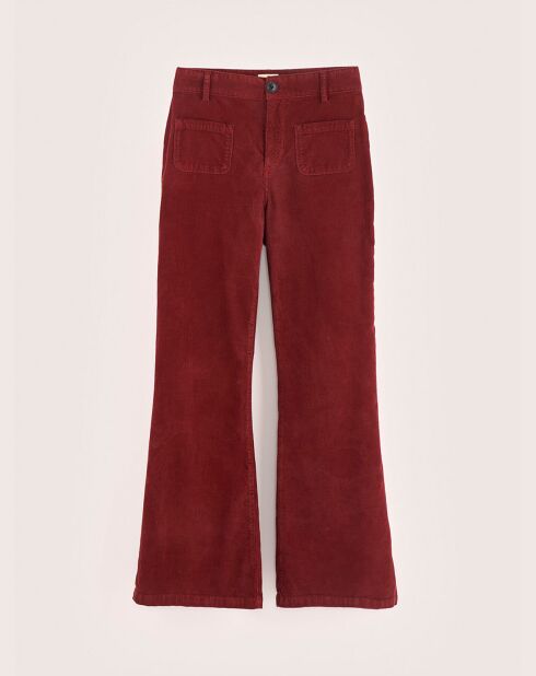 Pantalon flared en Velours côtelé Park grenat