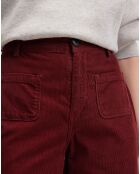 Pantalon flared en Velours côtelé Park grenat