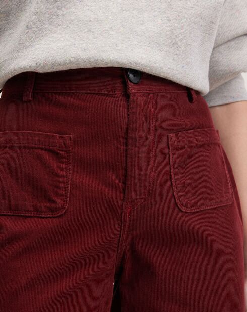 Pantalon flared en Velours côtelé Park grenat