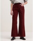 Pantalon flared en Velours côtelé Park grenat