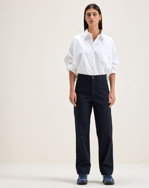 Pantalon ajusté Ghada rayé marine