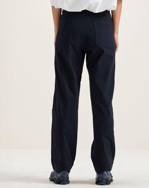 Pantalon ajusté Ghada rayé marine