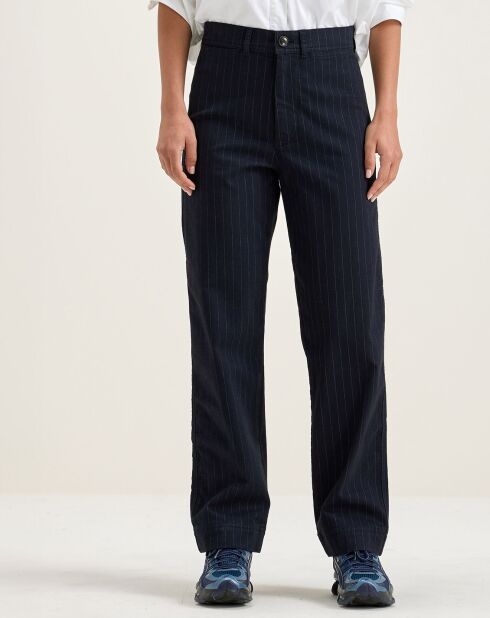 Pantalon ajusté Ghada rayé marine